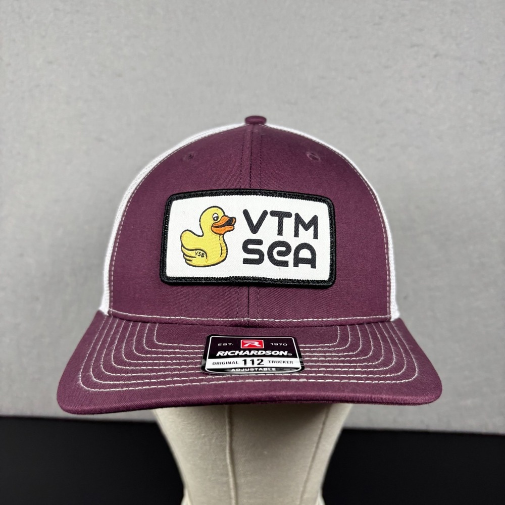 Richardson Maroon White‎ Trucker Hat VTM SEA Rubber Duck Cap Snapback Adult OSFM